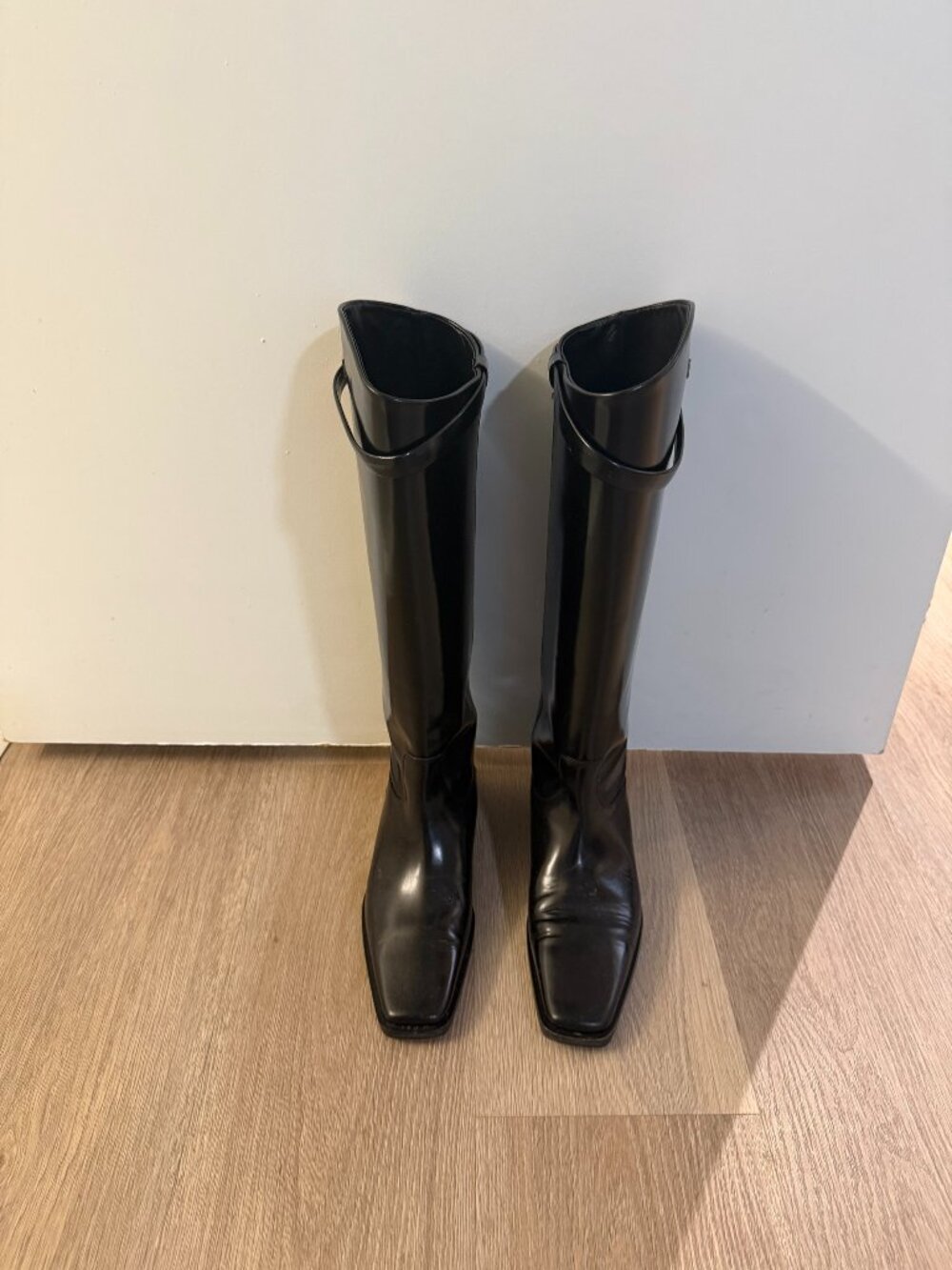 Toteme Knee-High Leather Riding Boots Black 40